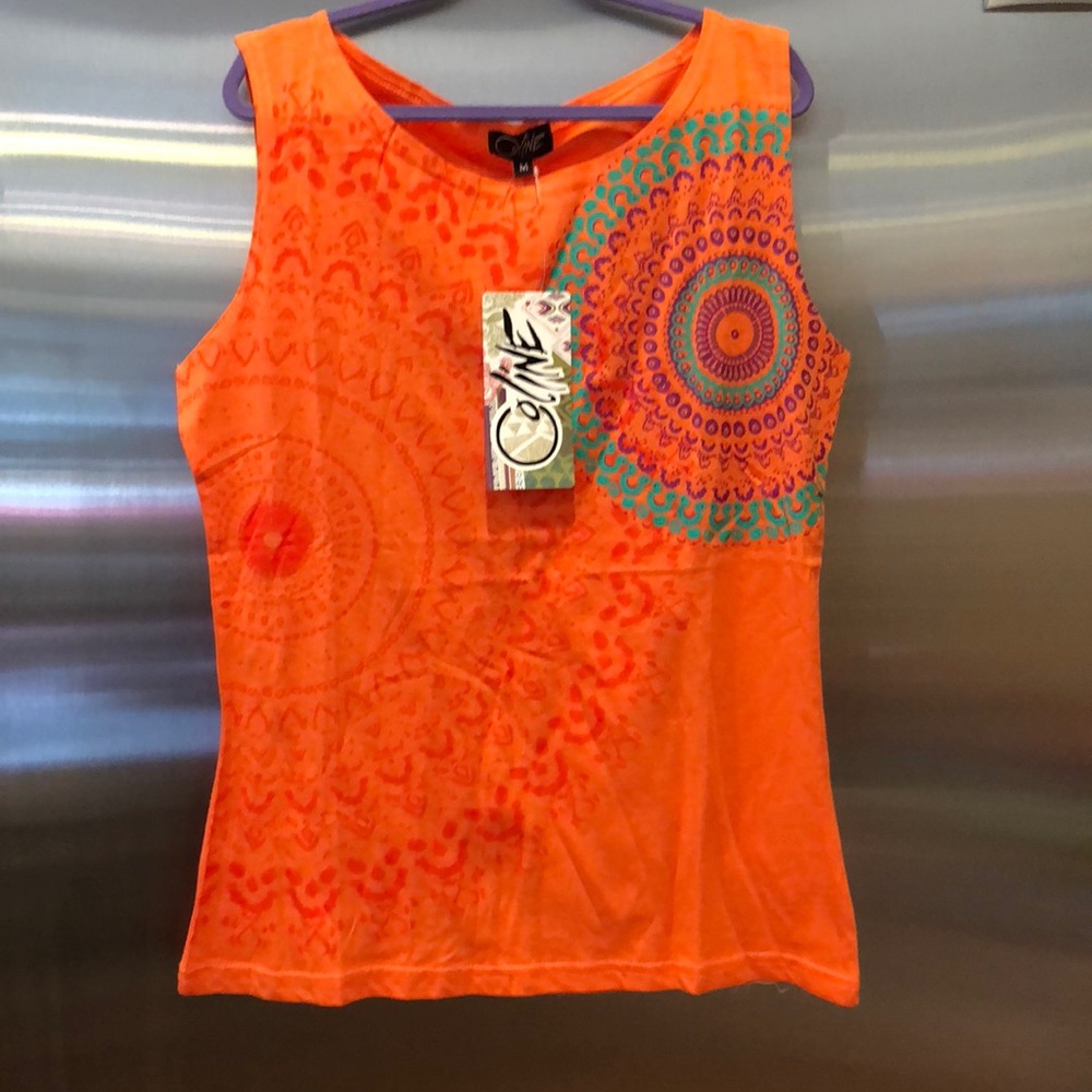 NWT Orange Coline Printed Tank